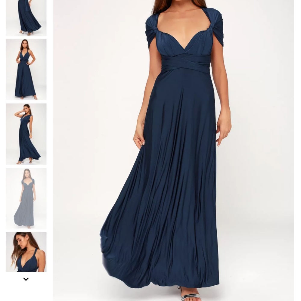 LULU'S STUNNING CONVERTIBLE NAVY BLUE MAXI DRESS